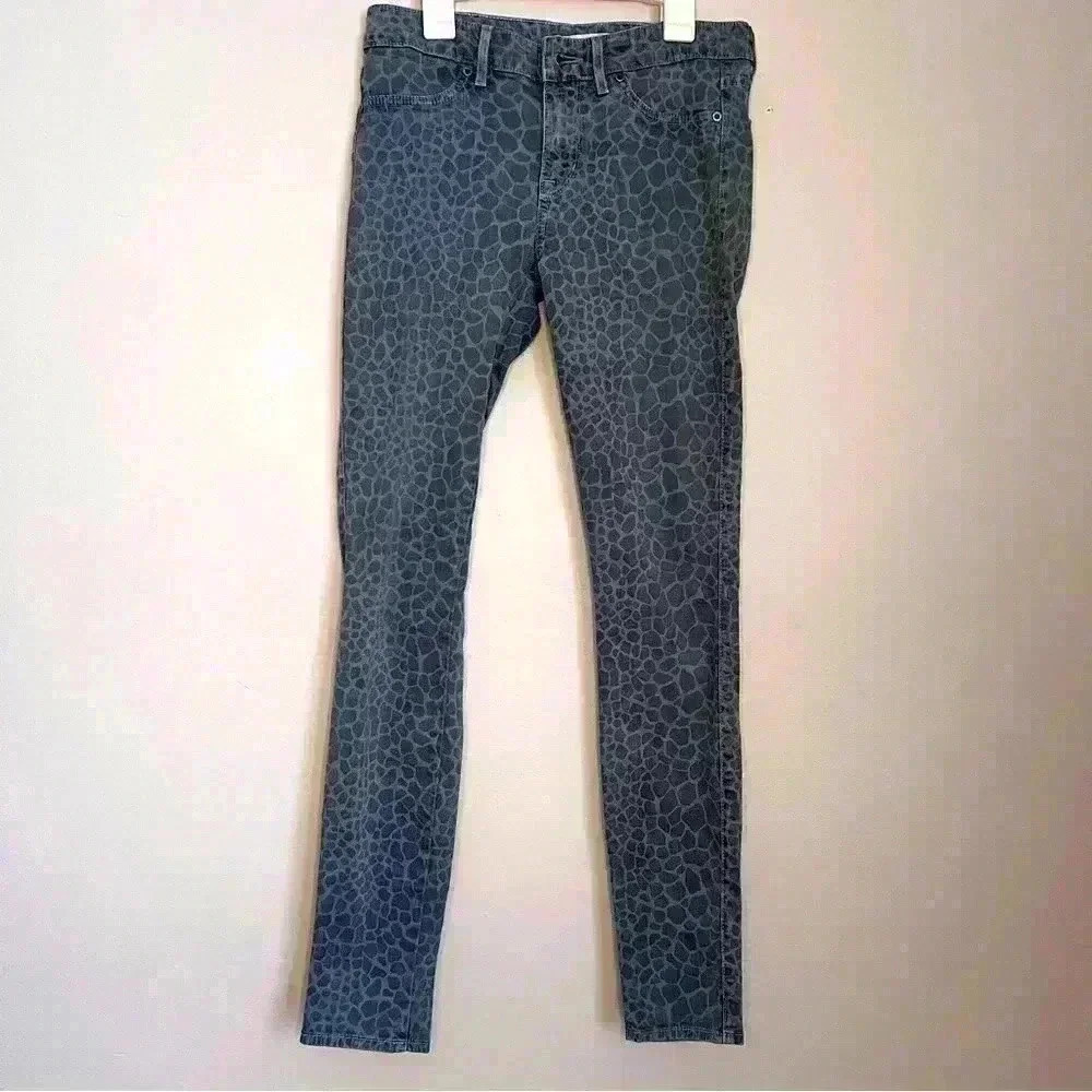 Rich & Skinny Giraffe Print Grey Skinny Ankle Jeans,  Size 27, Stretchy EUC